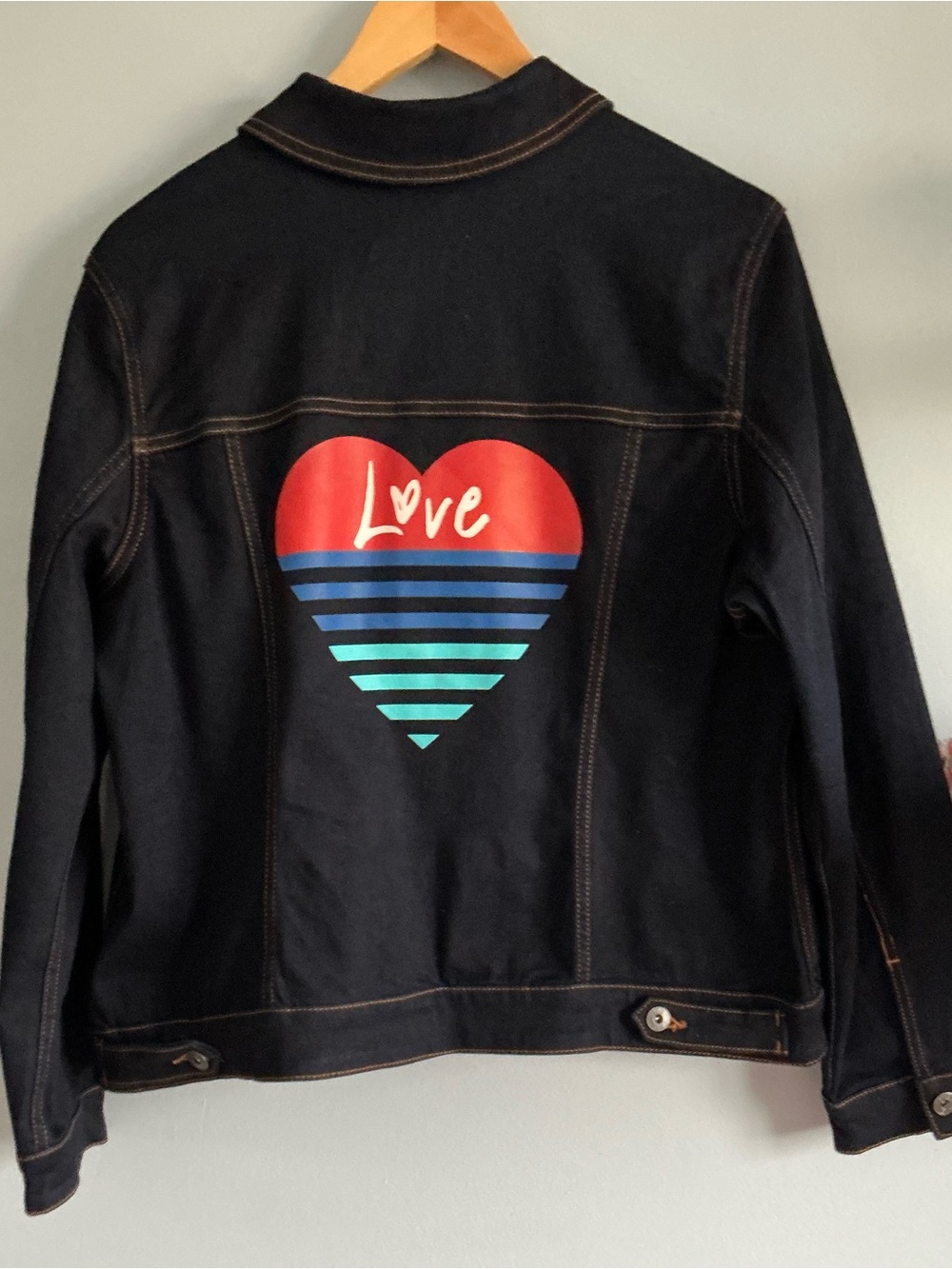 Love Ellen DeGeneres Heart Denim Jacket Size 1X